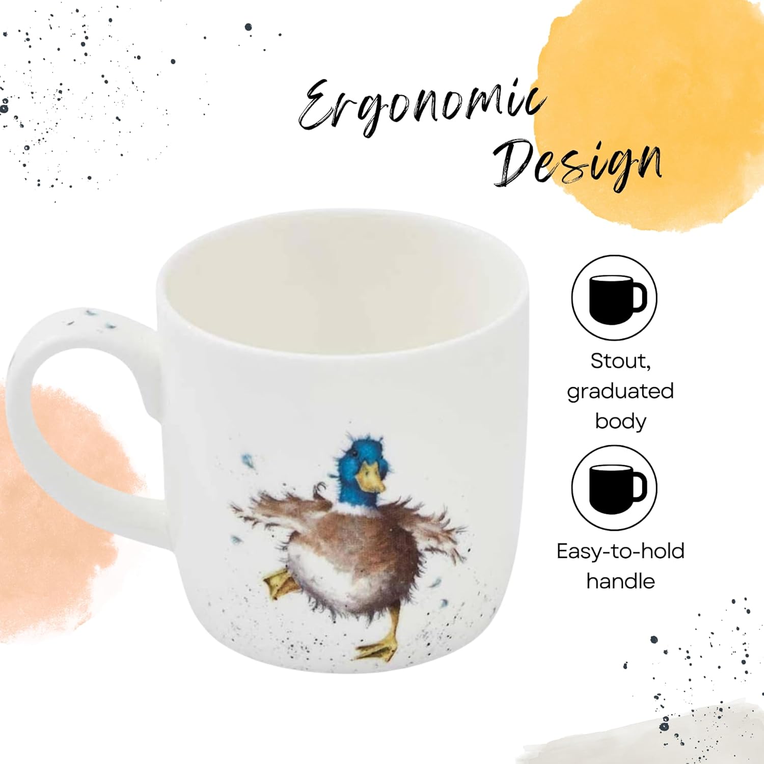 Royal Worcester Wrendale Designs 11oz Mug, Guard Duck - Bone China Tea Cup for Rustic Kitchens, Country-Inspired Cottagecore Drinkware, Dishwasher & Microwave Safe Cup for Daily Use
