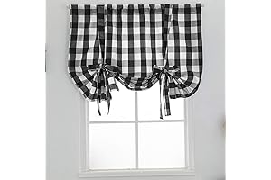 Classic Black and White Checked Tie-Up Curtains: Style and Function for Your Kitchen