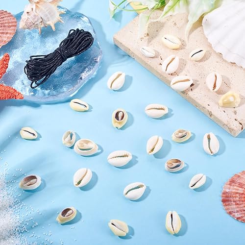 Miniatura 5 de Cheriswelry 100 cuentas de concha para hacer pulseras, conchas de cauri, cuentas espaciadoras de verano, playa, cuentas ovaladas para hacer