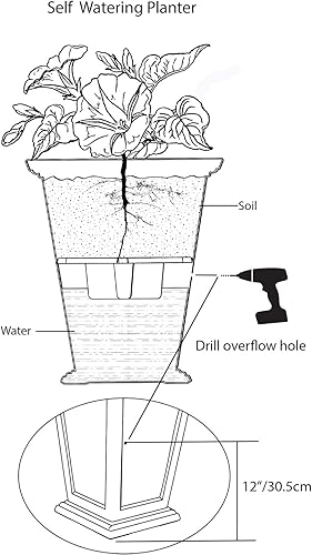 Miniatura 8 de FCMP Outdoor Casablanca - Maceta de riego automático (paquete de 2) – Juego de 2 macetas grandes para porche, patio, exterior/interior
