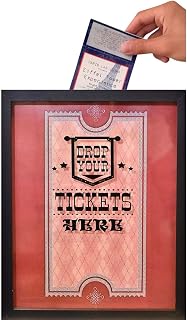 XL 15"X12" - Ticket Shadow Box - Memento Frame - Large Slot on Top of Frame - Memory Box Storage for Any Size Tickets. Best for Storing Concert Movie Theater & Sporting Event Ticket Stubs
