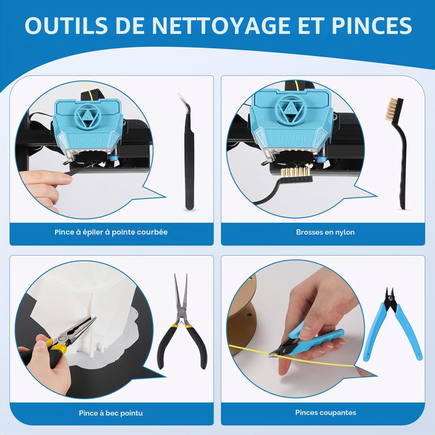Sovol Kit D'outils 3D pour Imprimante 36 Pièces, Kit de Nettoyage et de Retrait d'impression 3D, Outil D'ébavurage, Ensemble de Couteaux Artistiques pour la Finition et Modèles 3D