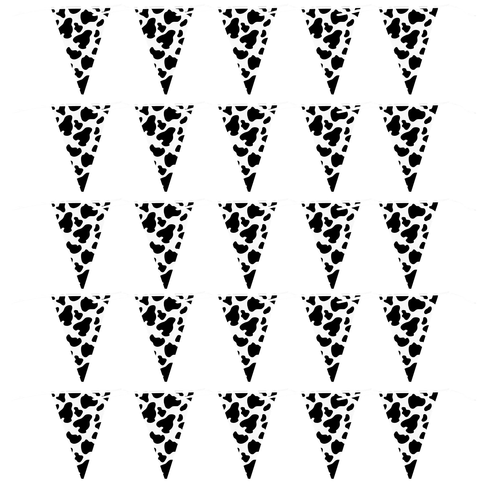 Merzio Cow Print Fabric Bunting Banner, Western Cowboy Party Decorations, Triangle Pennant Flags for Farm Themed Birthday, Wild West Decor