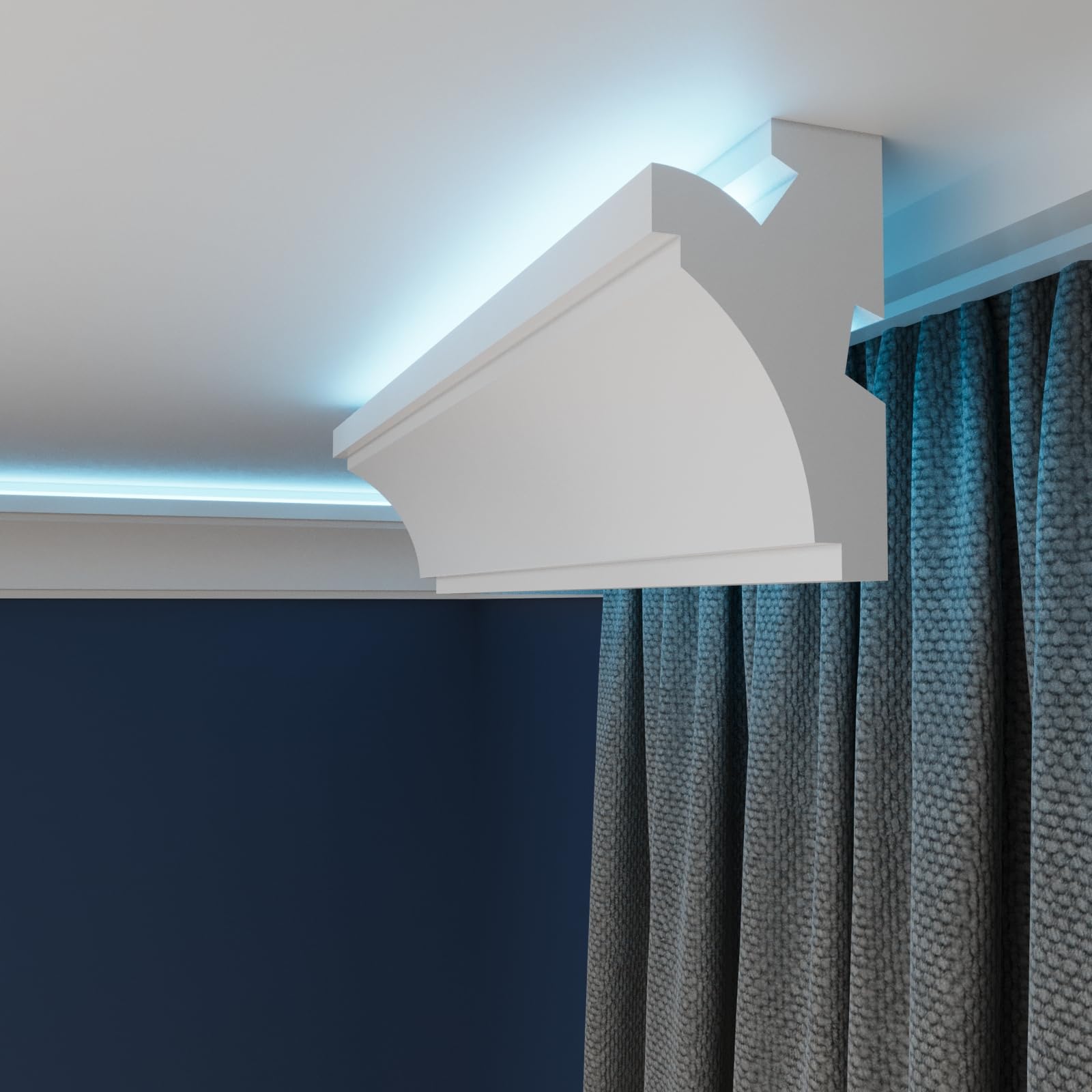 WOLDECOR LED Cornice Coving for Ceilings, Premium Extruded Polystyrene Ceiling Moulding Trim, Lightweight and Paintable Decorative Coving, Durable LED Lighting Coving (WLP08, 6 Meters)