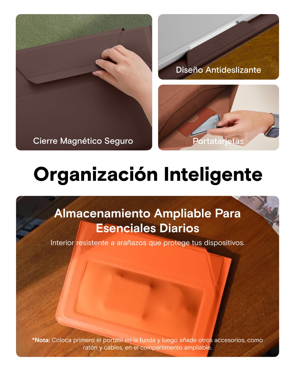 MOFT Funda de Transporte para portátil y Soporte, Almacenamiento expandible, Piezas Ultra Delgadas Elegantes para portátiles de 13 a 14 Pulgadas, Regalos para Hombres y Mujeres