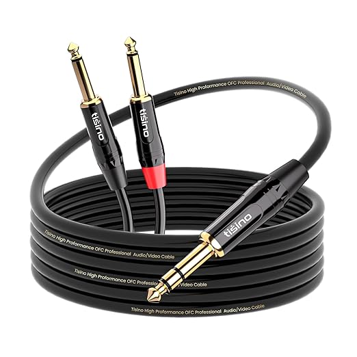 Cable Y Tisino 1/4 pulgada TRS a 2 TS Mono Inserto 3.3 pies miniatura 2