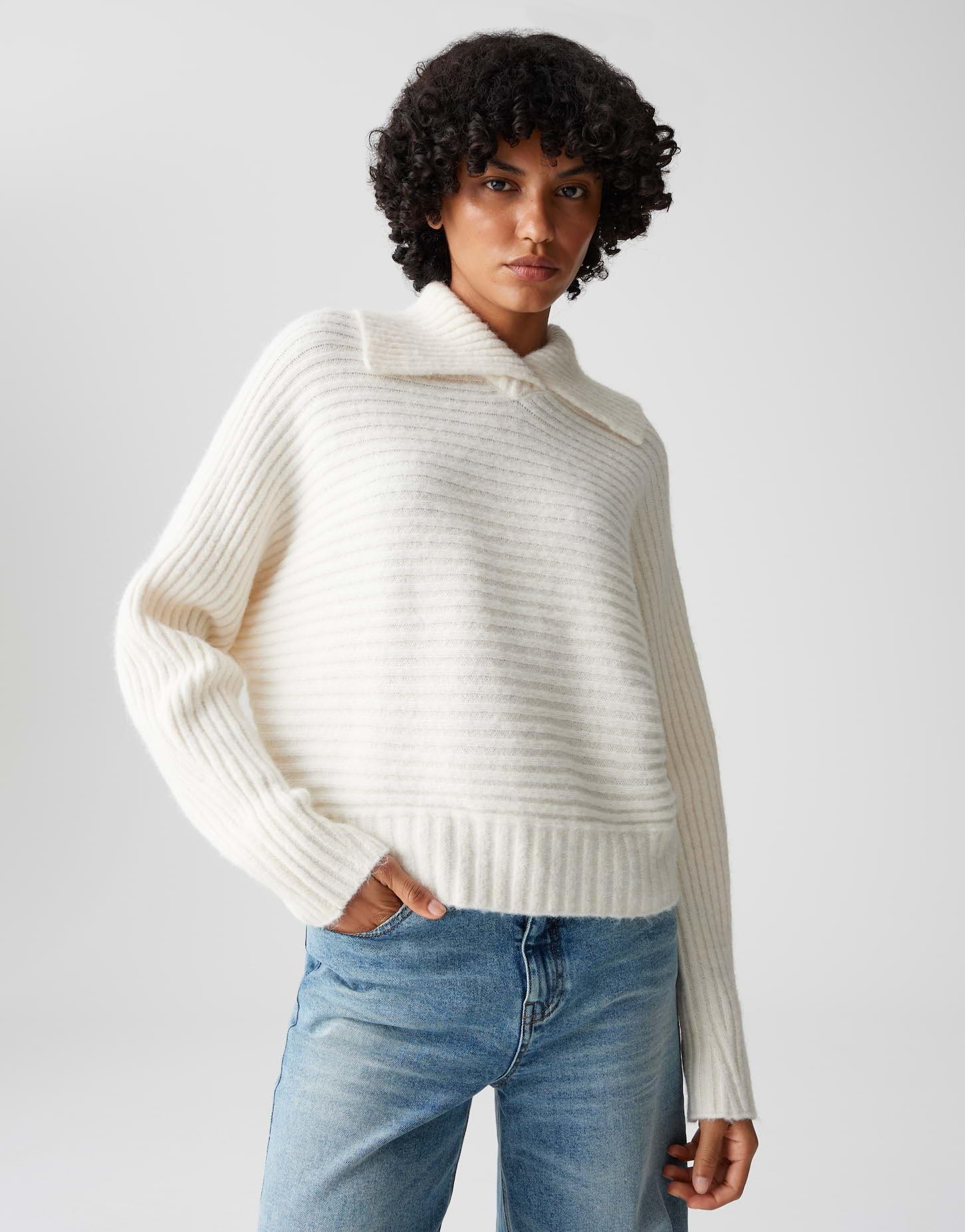 OPUS Damen Pullover | PURIKA Regular Rippstrickpullover mit Fledermausärmeln