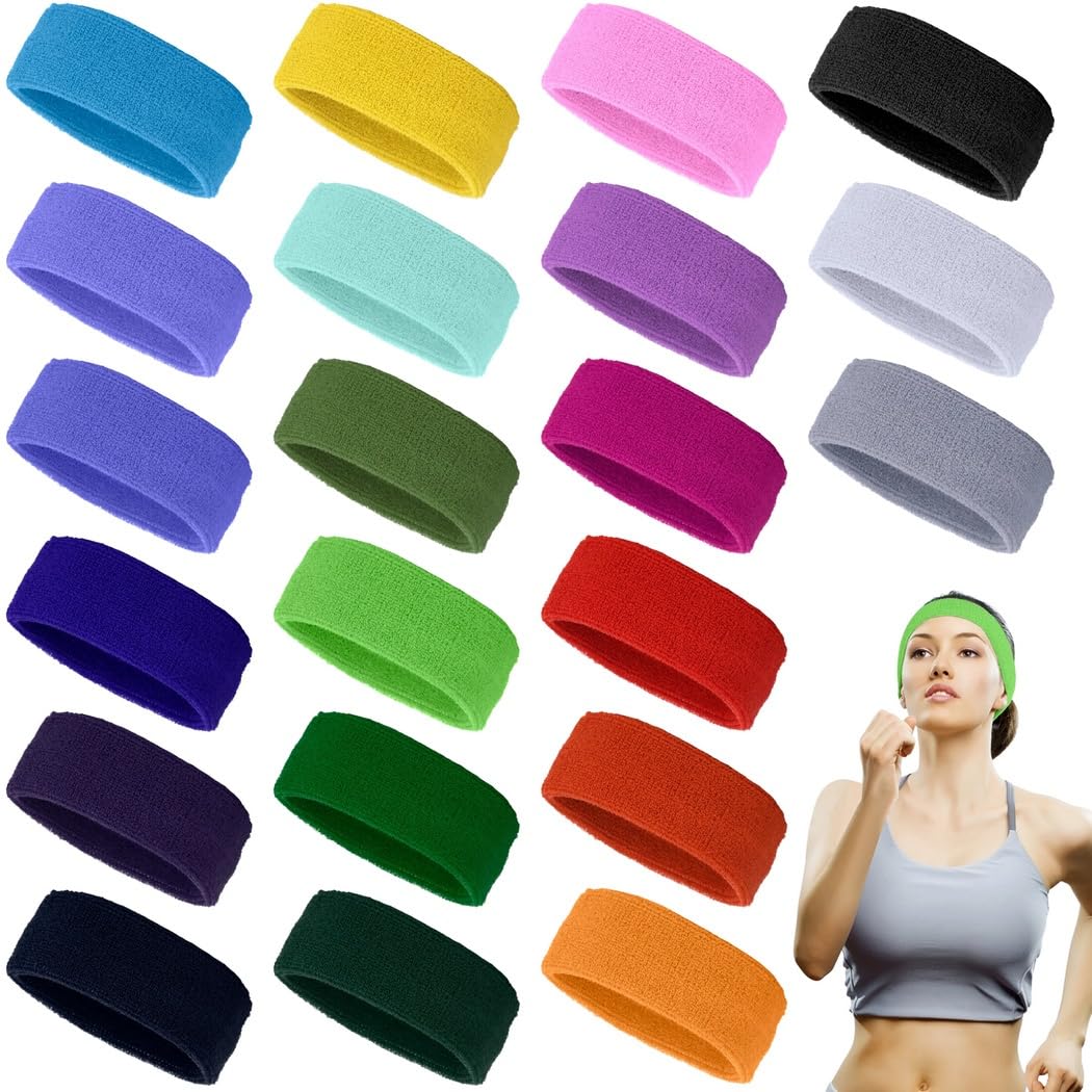 21-teiliges Workout-Stirnband-Set – bunte Uni-Schweißbänder für Bewegung, Sport und Outdoor-Aktivitäten