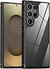 Shock Absorbing Silicone Edge Transparent Case for Rongep Samsung Galaxy S25 Ultra Back Anti-Yellowing Hard PC Built Fingerprint-Free Scratch and Shock-Resistant Premium Hybrid Case Black