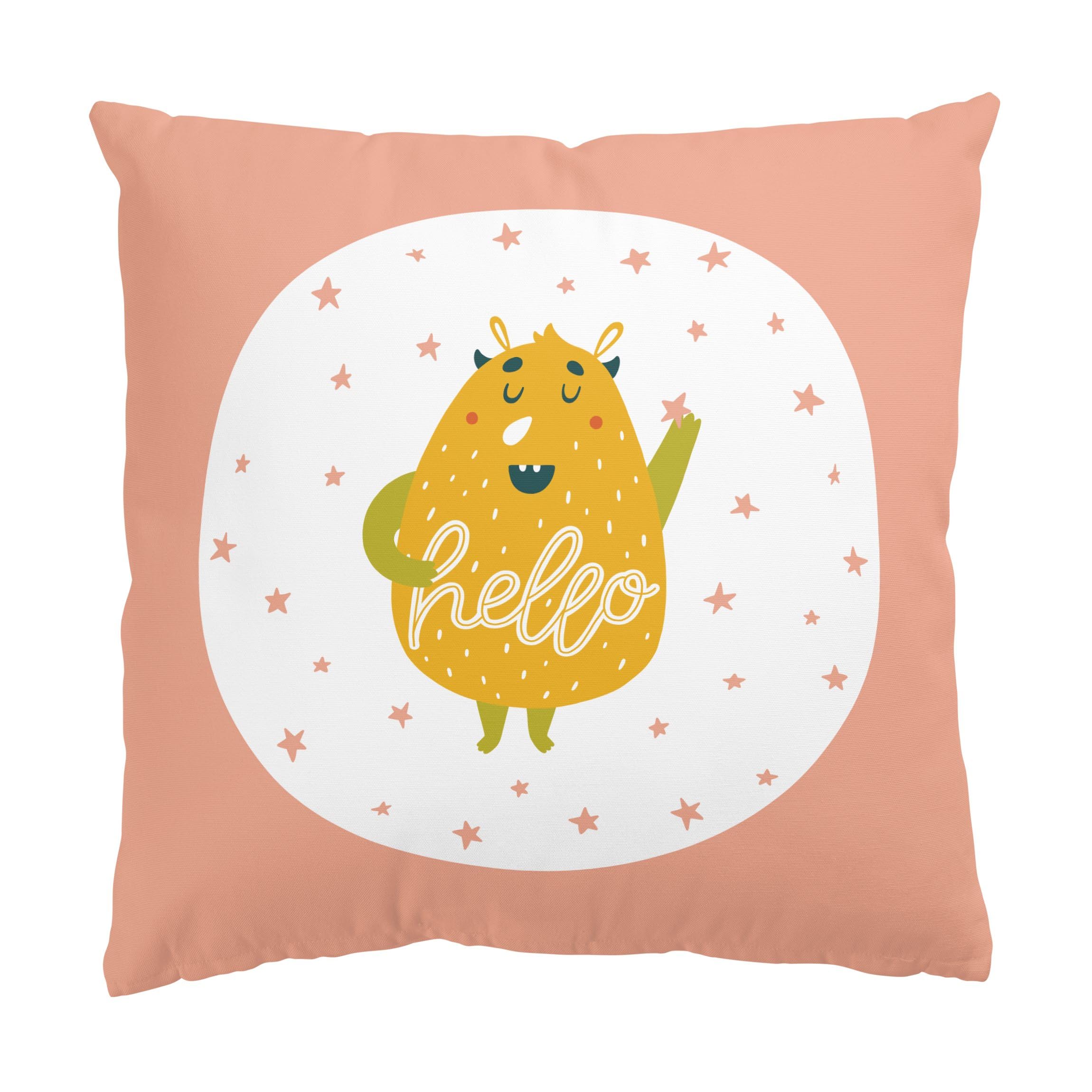 Dekokissen drinnen/Indoor waschbar Sprüche mit Füllung Zierkissen - Made in Germany - Design Bezug rosa Sofakissen Illustration Kinderzimmer 2123