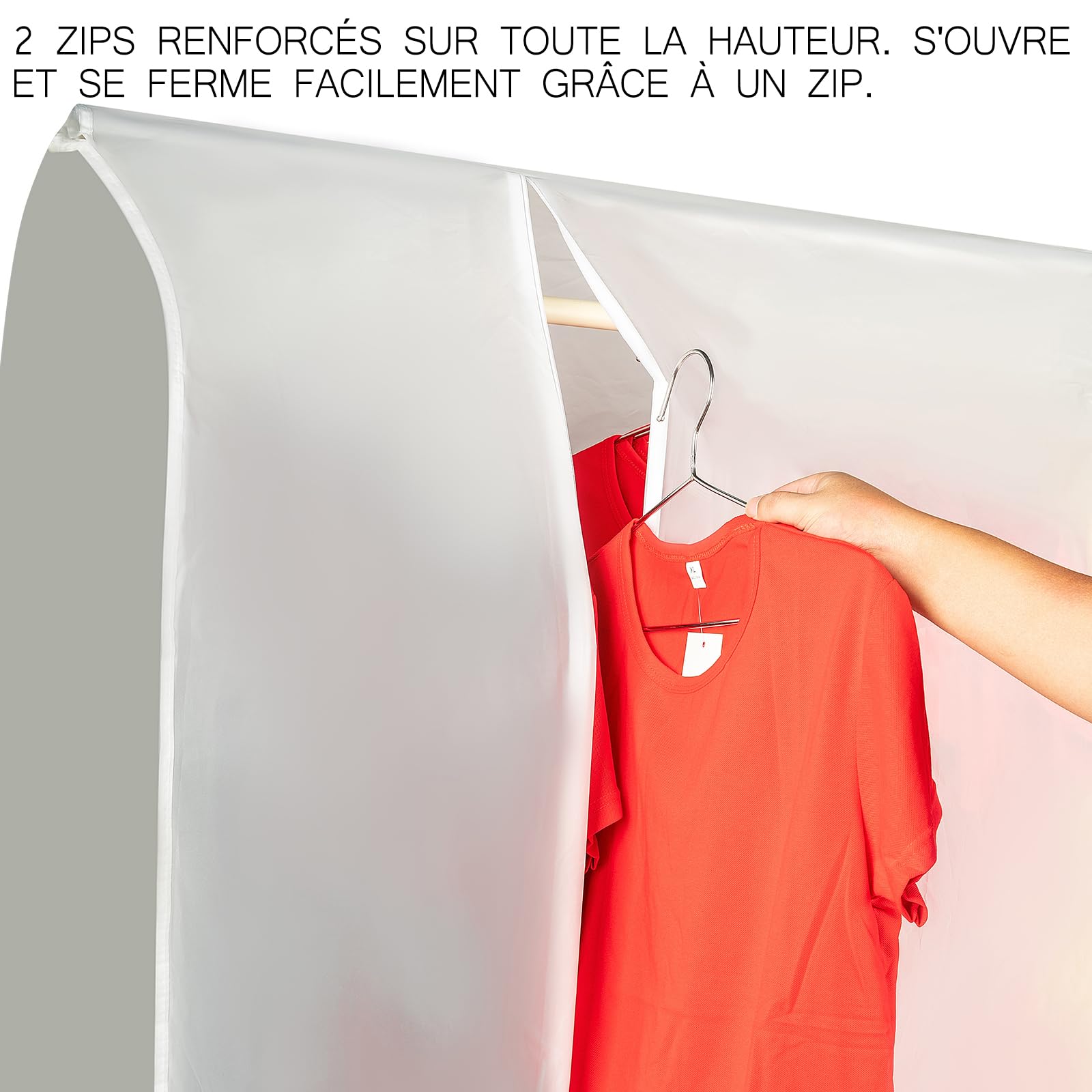 Kegoupdys Housse De Protection Porte-Vêtements 130x55x155 Cm – PEVA Étanche Anti-Poussière Avec Double Zip