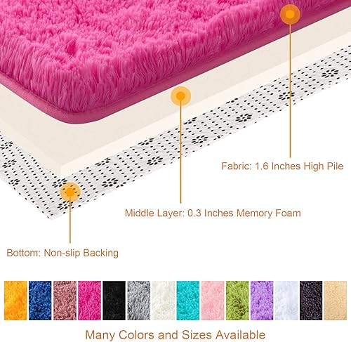 Miniatura 5 de YJ.GWL - Alfombras de pelo alto y suave para cuarto de bebé, dormitorio, para que el bebé juegue en el suelo, alfombras esponjosas, antideslizantes,