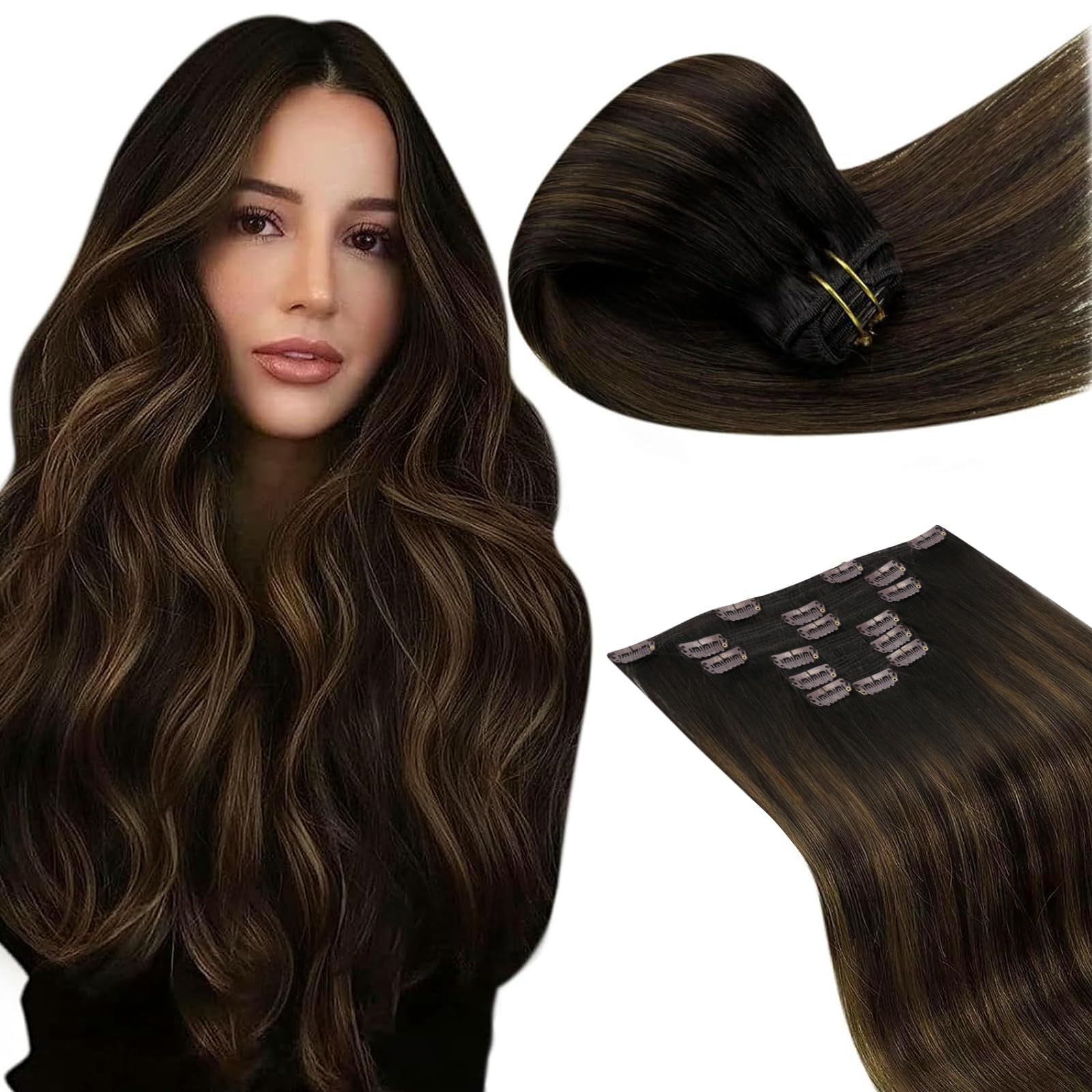 LaaVoo Extensions Echthaar Echt Haar Extension Clip Haarverlängerung Echthaar