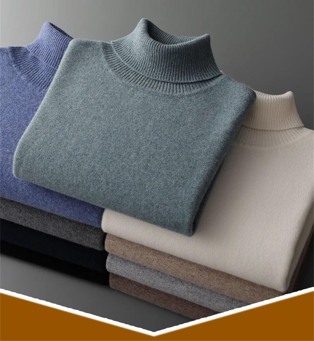 Pullover da uomo Maglioni di Lana Collo Alto Maglione Addensato Caldo Sciolto Tinta Unita Maglione Manica Lunga
