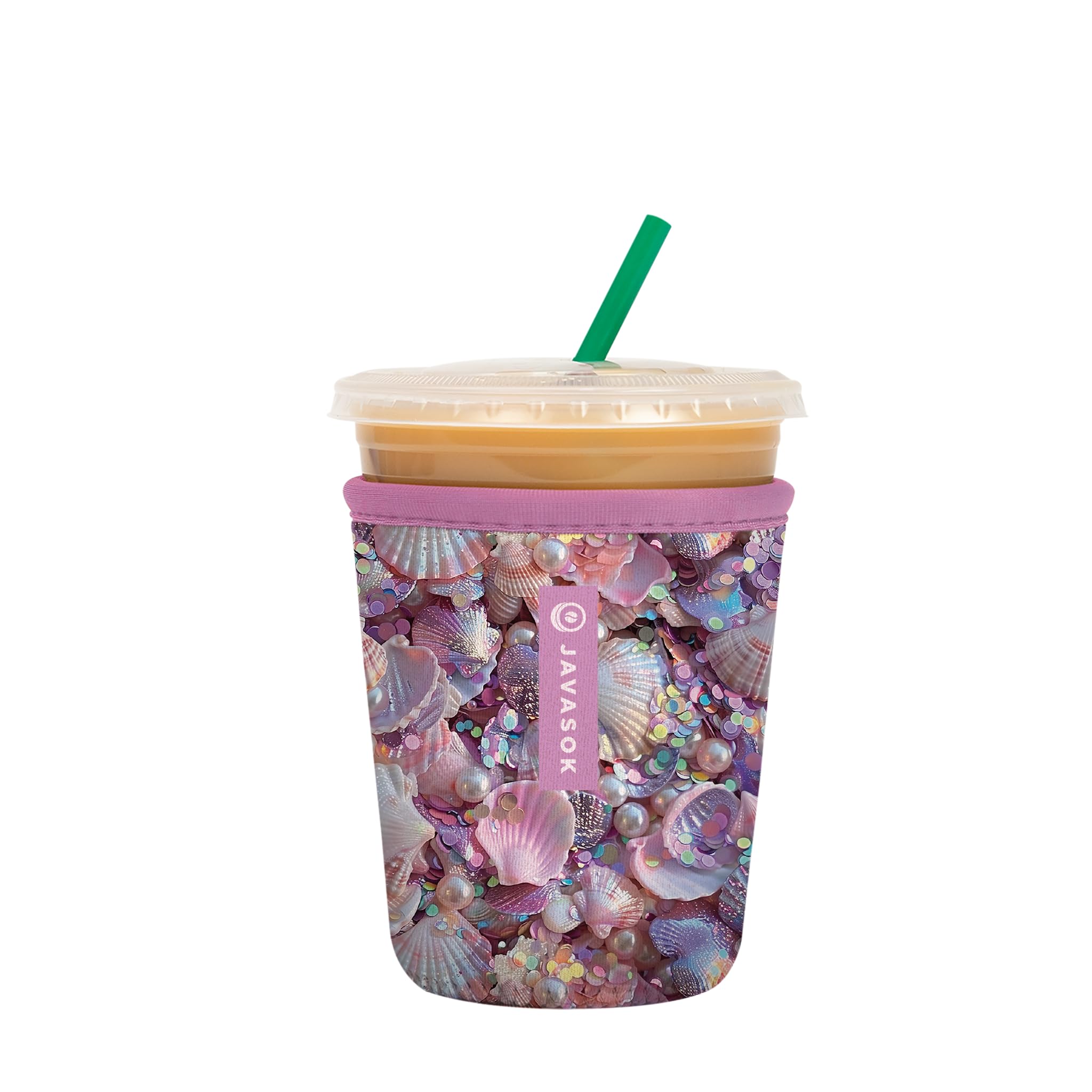 Sok It JavaSok Iced Coffee &amp; Cold Soda Insulated Neoprene Cup Sleeve (Shimmering Shores, Small: 16-20oz)