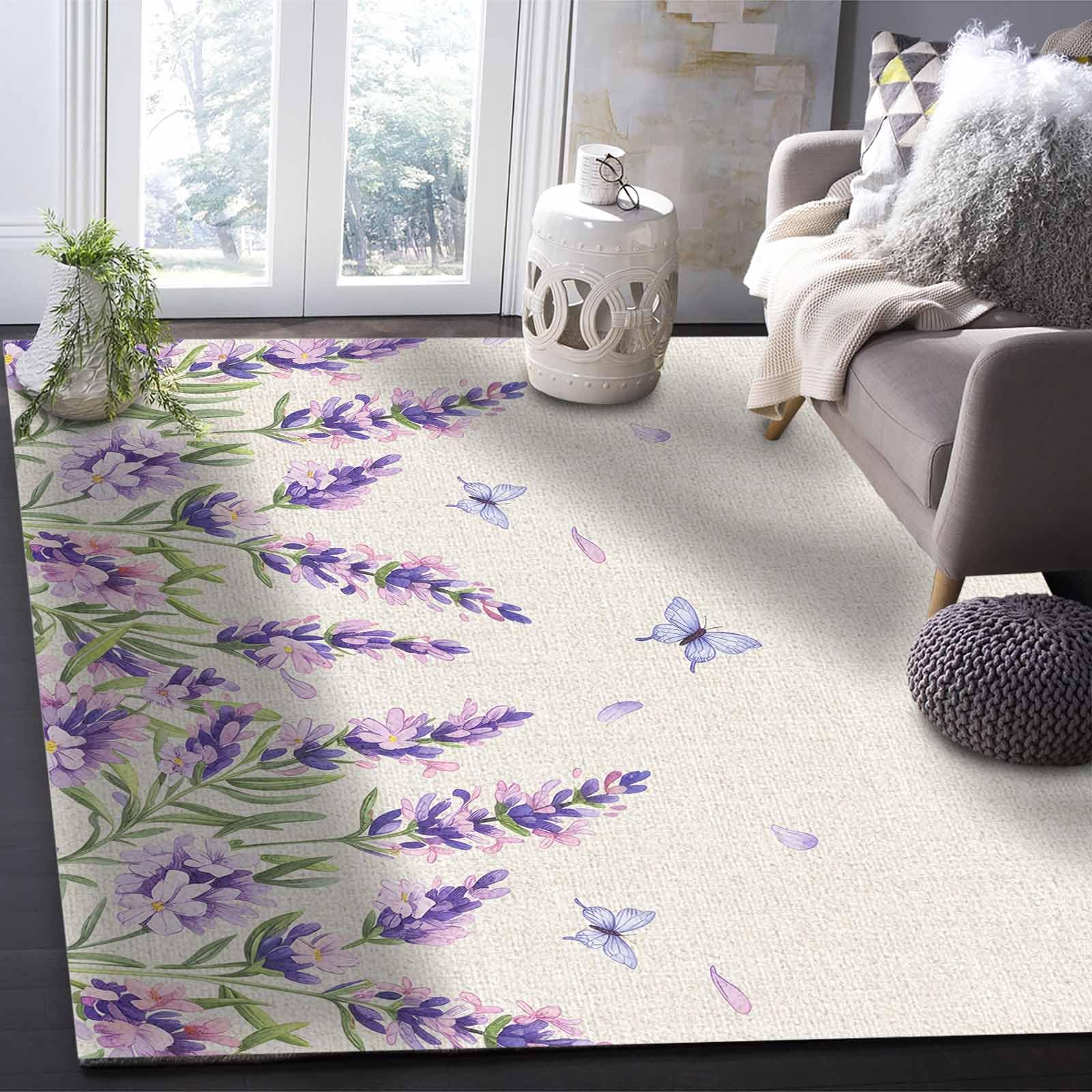 ラグ・カーペット Rug (342 X 237 Amazon.com: Purple Lavender Area Rug 2' x 3' - Blue Watercolor