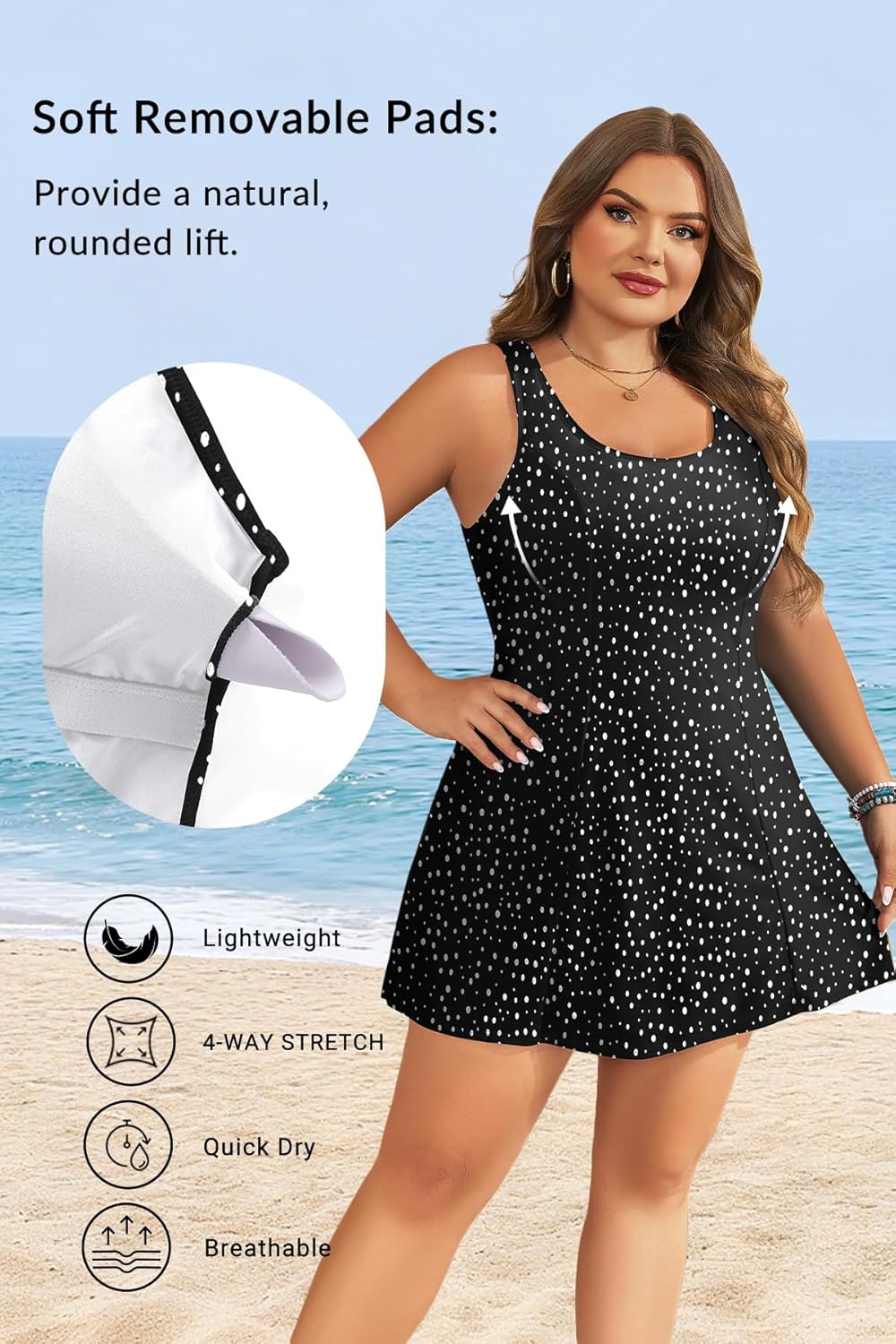 Yonique Plus Size Swim Dress - One Piece Swimsuit for Women Tummy Control Bathing Suit Modest Skirted Swimwear 2026 - Image 5