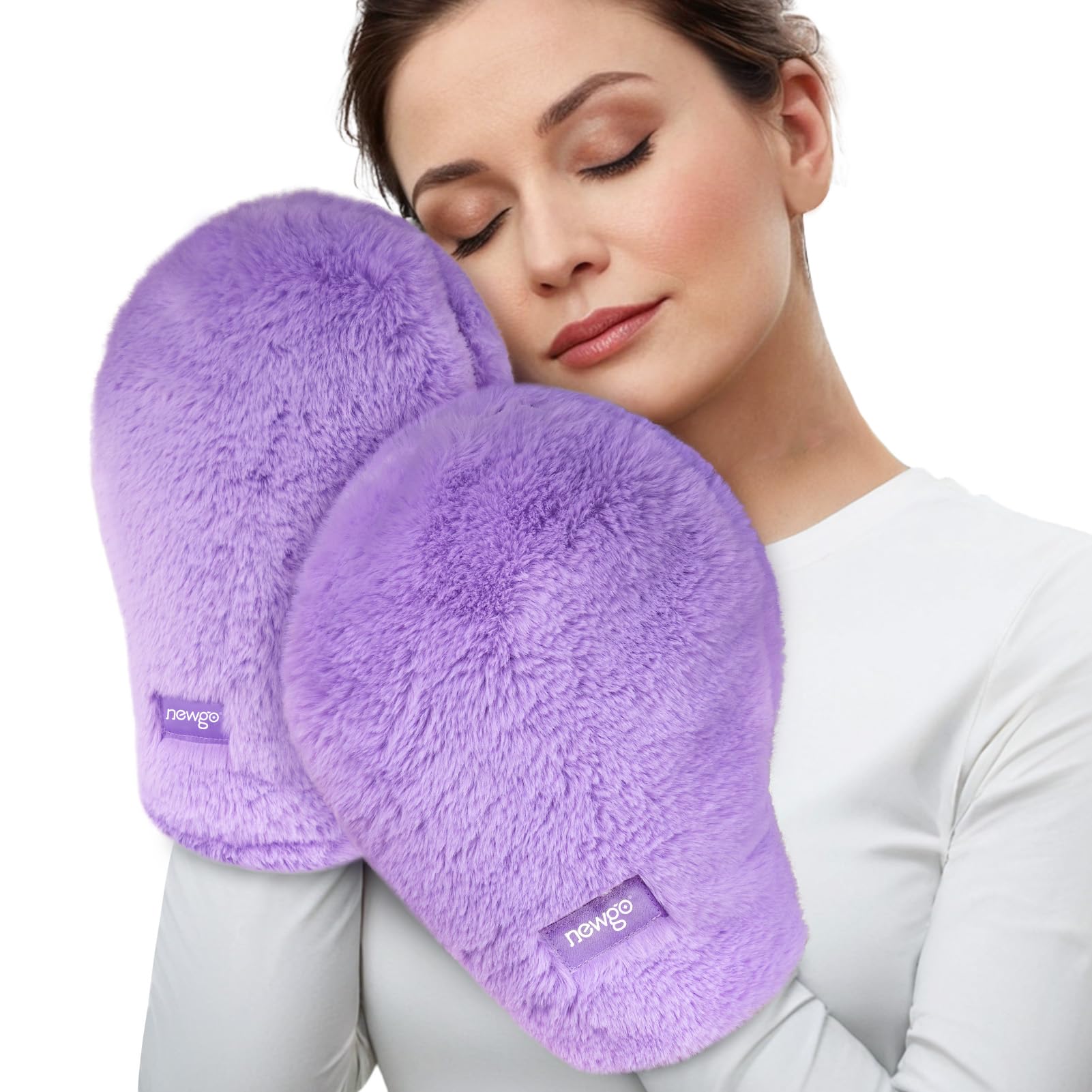 NEWGO Manoplas Calentables para Manos, Calientamanos Calentables por Microondas, Fáciles de Usar, Guantes de Terapia de Calor Húmedo para la Rigidez de las Manos- Morado-1Par