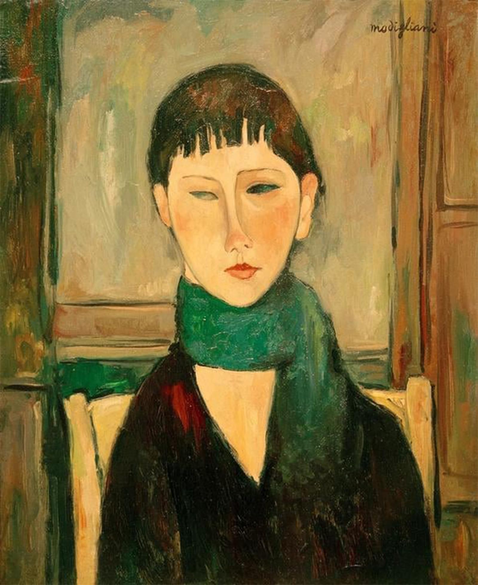 Pintura al óleo de Modigliani, un cuadro moderno que aporta sofisticación a tu comedor de 60x90cm 5
