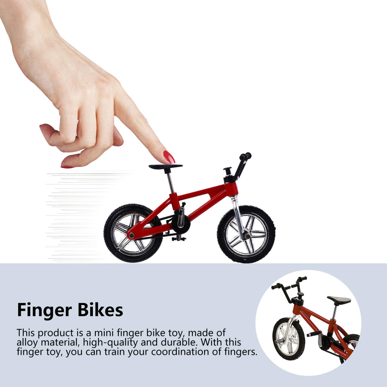 Kisangel 3pcs Miniature Alloy Finger Bikes Mini for Relief and Finger for Parties and Campus Games
