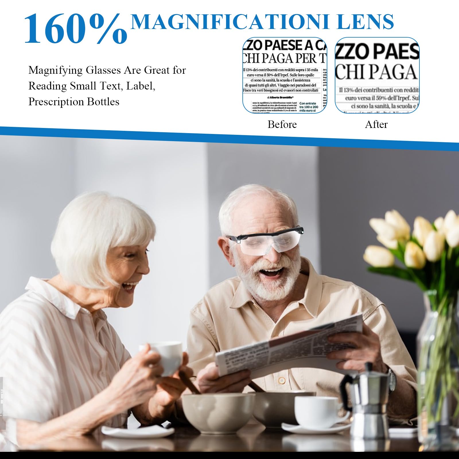 180% LED Magnifying Glass With Light - Rechargeable Hands Free Design for Reading Close Work, Elderly and Visually Impaired - Image 2
