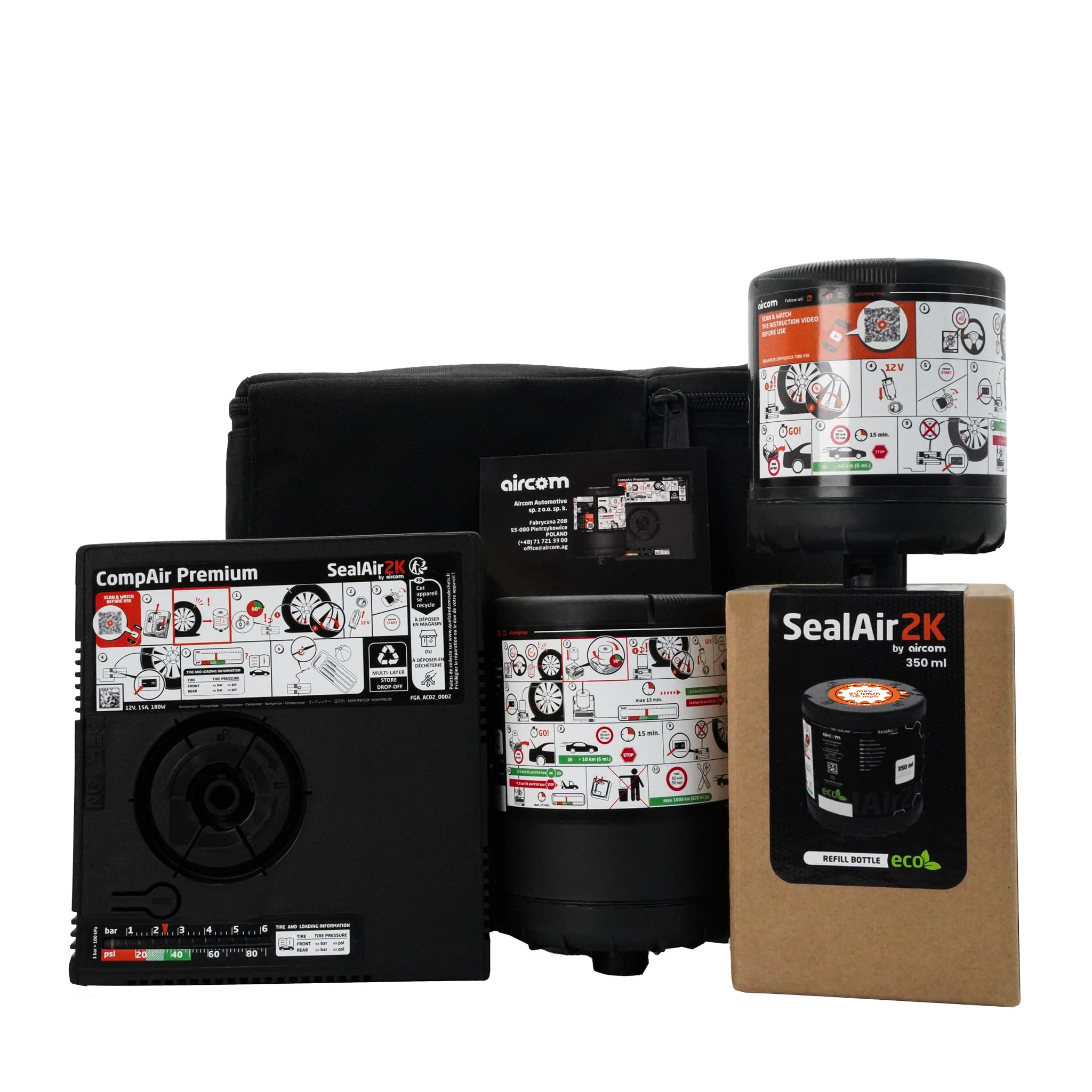Aircom Tire Mobility Kit with Spare Bottle 350 ml