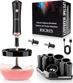 Máquina Elétrica de Limpeza e Secagem de Pincéis de Maquiagem – Lavadora Automática Giratória para Pincéis Cosméticos – Limpeza Rápida e Eficiente de Pincéis de Maquiagem – Ferramenta Prática para Beleza Profissional e Doméstica