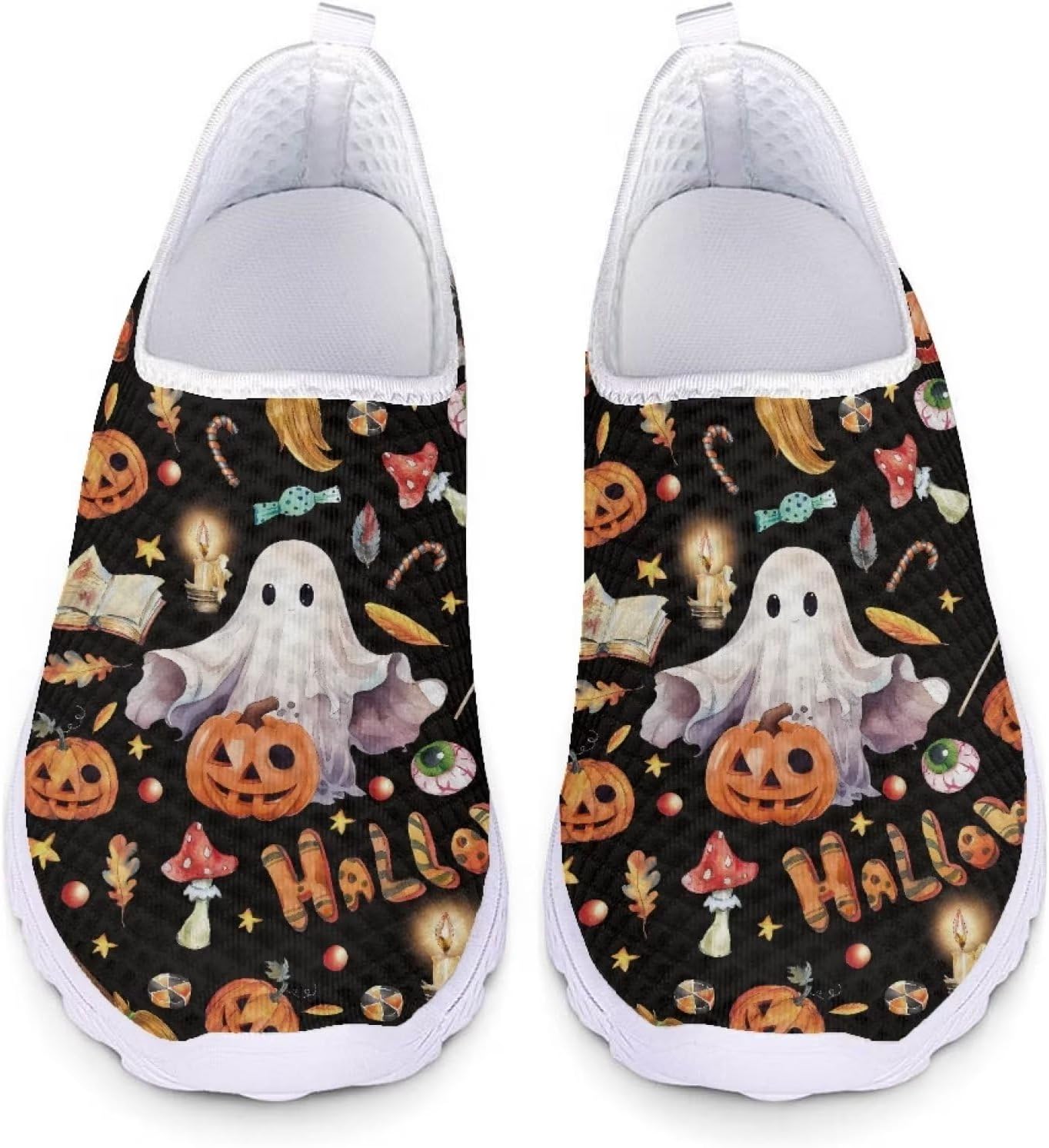 Upetstory Halloween Sneakers for Woman Slip on Shoes Road Running Walking Shoes