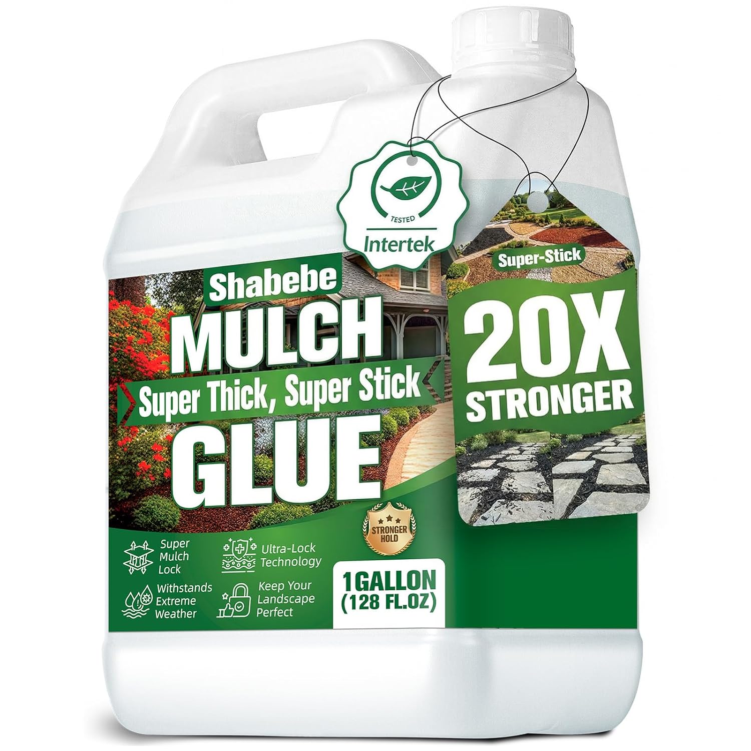 Mulch Glue 1 Gallons - Super Stick Rock Glue for Landscaping Gravel Binder for Pea Gravel, Long-Lasting & Non-Toxic, Covers 2X More Area Pebble Gravel Hold for Paths, Patios & Garden Borders