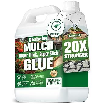 Mulch Glue 128oz - Super Stick Rock Glue for Landscaping Gravel Binder for Pea Gravel, Long-Lasting & Non-Toxic, Covers 2X More Area Pebble Gravel Hold for Paths, Patios & Garden Borders