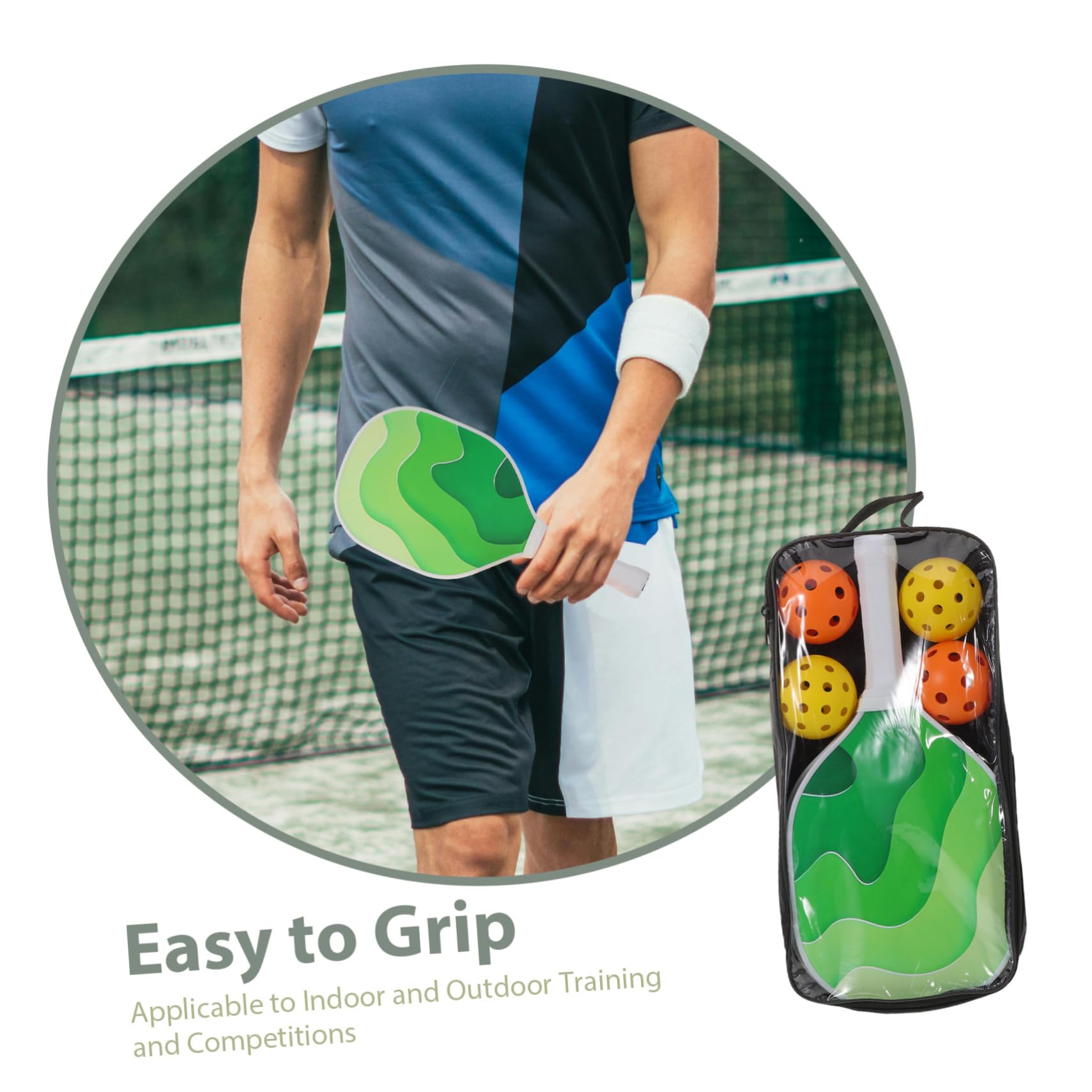 TOYANDONA Racchetta da Pickleball in Fibra Leggera con Cuscini Antiabrasione Set di Racchette per Allenamento e Gioco all Aperto Chiuso per Principianti e Famiglie