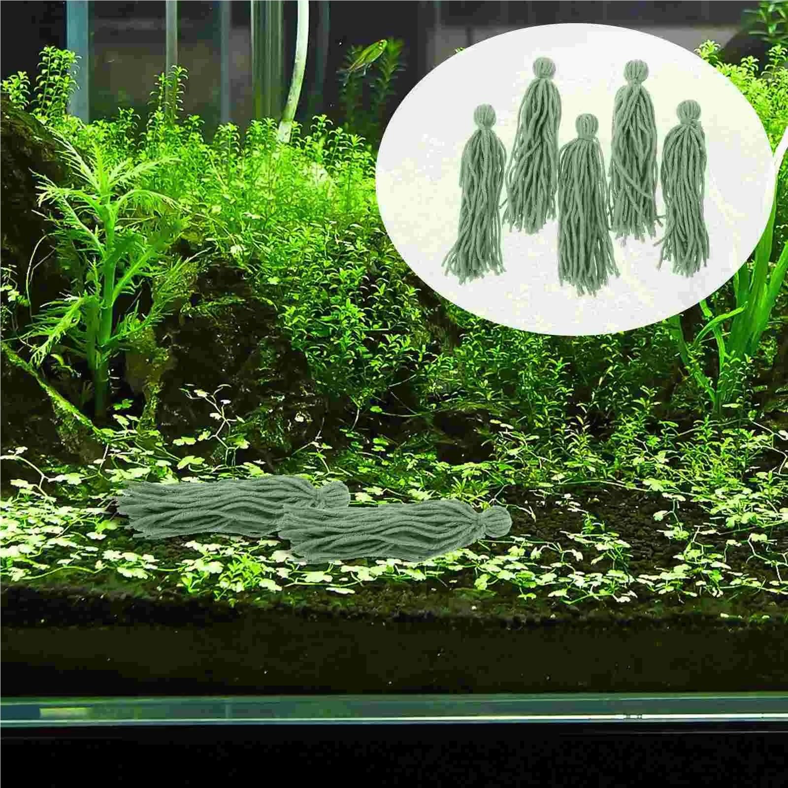 Lot de 40 serpillères pour ponte de poissons – Outil en fil d'écloserie d'aquarium, seau décoratif et cachette de race
