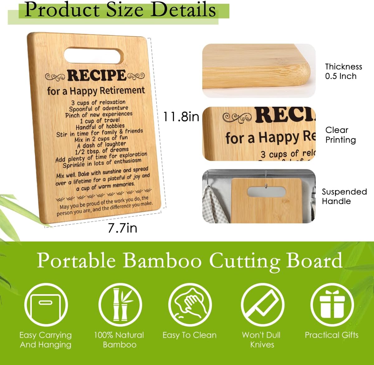 Best Retirement Gifts for Woman Men 2025, Coworker Leaving Gifts Going Away Gifts Farewell Gifts Goodbye Gifts for Coworker Friends Retired Teacher Leader Nurses, Happy Retirements Cutting Board - Image 3