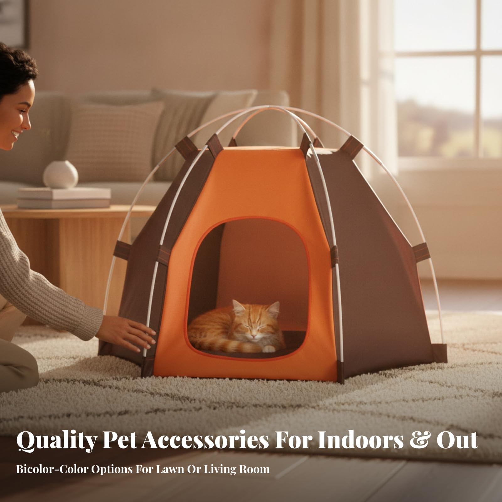 Tente pour Chien Portable, Bleu Et Orange