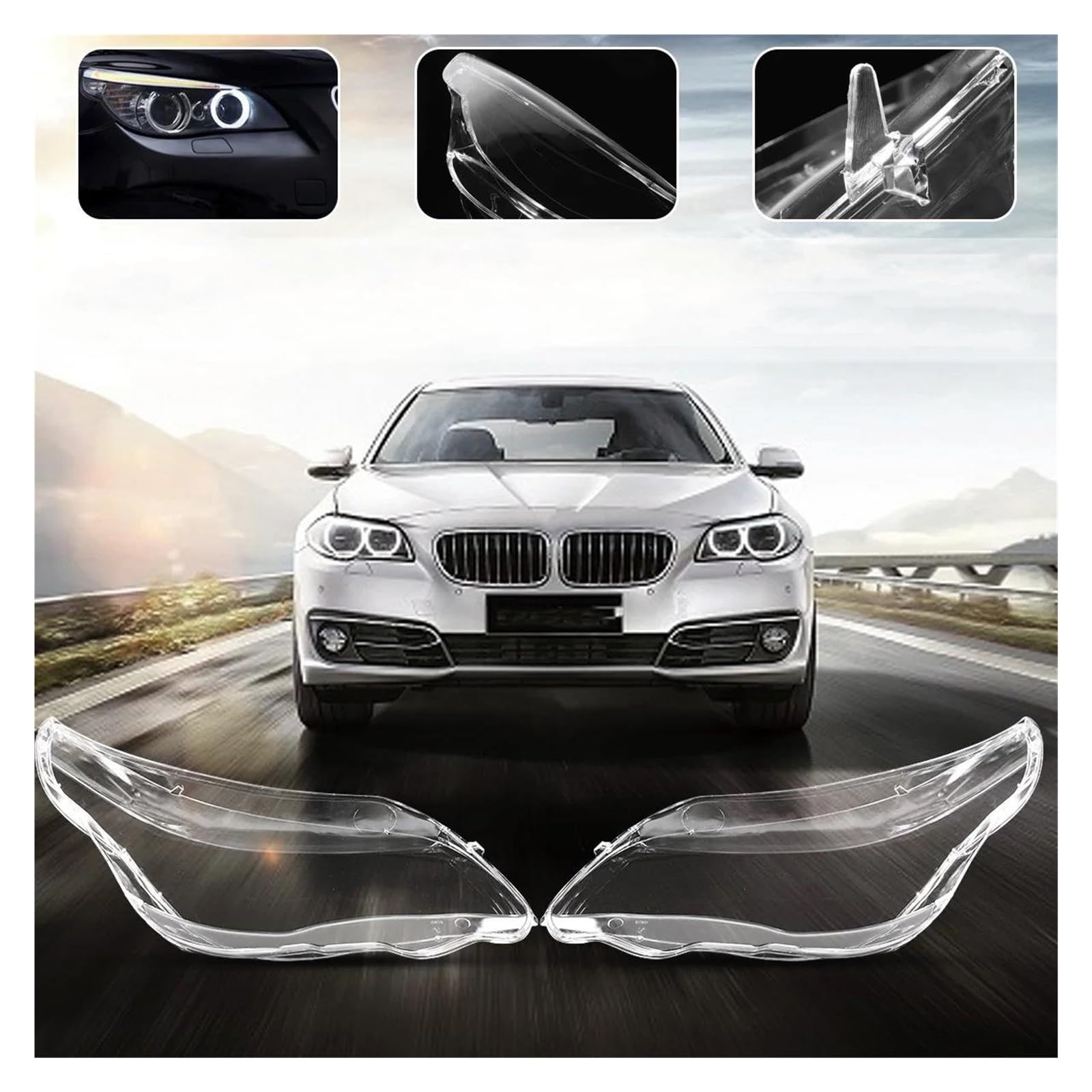 Lente Per Fari Sinistra + Destra Faro Copriobiettivo Paralume Borsette Per BMW E60 E61 25I 530I 545I 550I 2003-2010 Copertura Fari Auto(sinistra e destra)