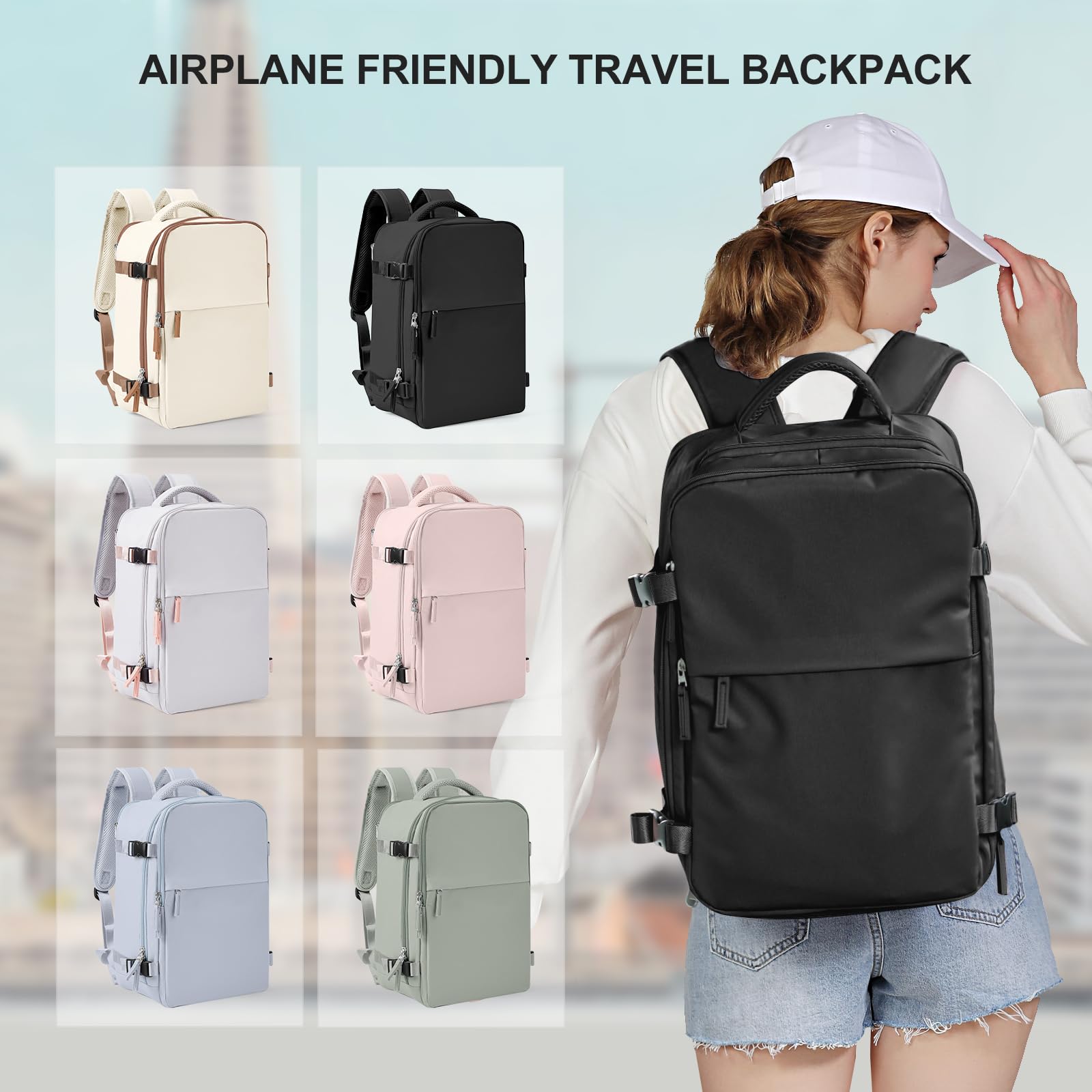SZLX Zaino Ryanair 40x20x25 Bagaglio a Mano Easyjet 45x36x20 Donna Zaino da Viaggio Aereo Borse da Cabina per Ryanair Zaino da Lavoro Uomo Computer Impermeabile Travel Backpack Zaino Sportivo Trekking