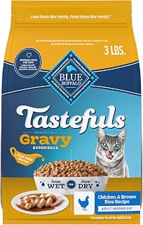 Tastefuls Irresistible Gravy Experience Adult Indoor Cat Dry Food, Chicken & Brown Rice Recipe, 3-lb. Bag