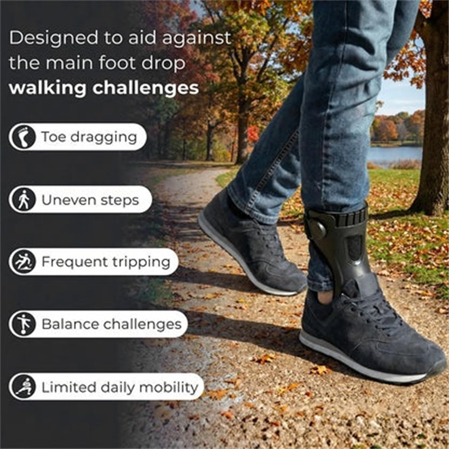 Ankle Brace Support Adjustable Foot Support Lightweight Stabilizer Fits in Shoes for Walking Daily Wear Sports Protection Comfortable Breathable Design