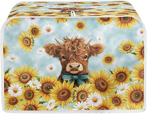 Miniatura 33 de Talayituse Cubierta para tostadora con estampado de flores de gato, ranura ancha de 2 rebanadas, ligera, protección contra el polvo, lavable, Flor