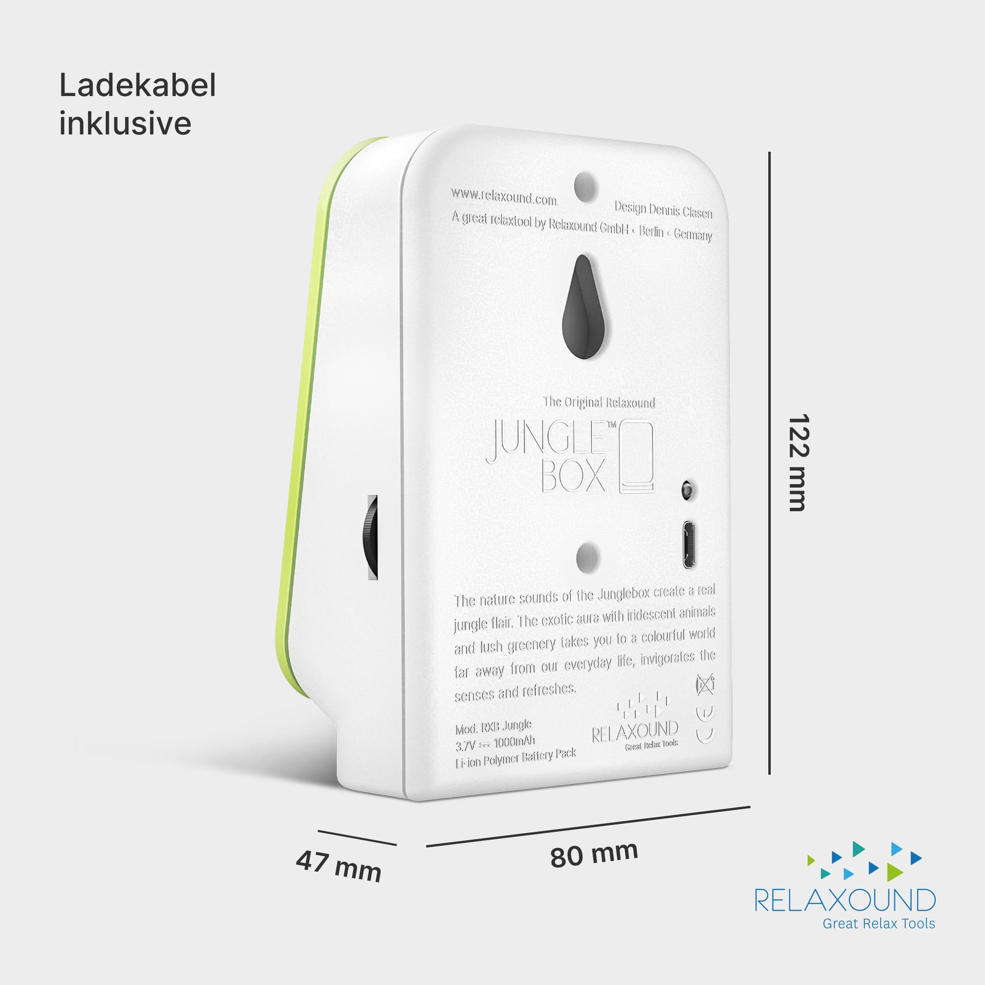 RELAXOUND ORIGINAL Junglebox - Dschungelsound - Naturgeräusche - Regenwald-Atmo Soundbox (Lush, Design)
