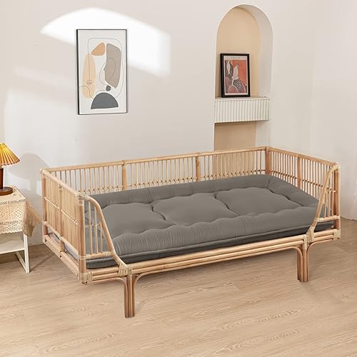 Miniatura 24 de Colchón futón japonés de piso gris constelación, de piso tatami, portátil, para acampar, para niños, sofá cama plegable enrollable con protector de