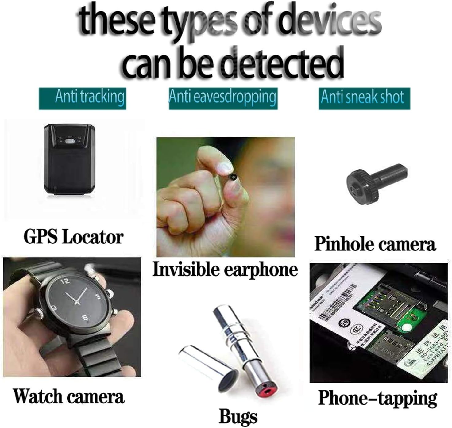 RF Detector & Camera Finder Anti Spy Hidden Camera Detectors Bug Sweeper GPS Audio Spy Scanner Radio Wireless Signal Electronic Tracker US Plug (Black)