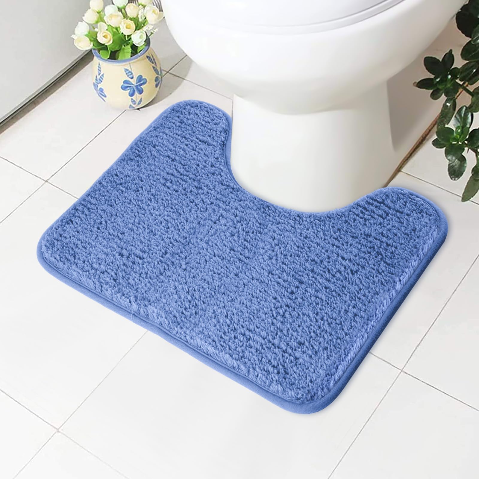 AUAUY Alfombra BañO con U Forma, Alfombrilla BañO Antideslizante, Extra Suave Microfibra Alfombra Ducha, Alfombra de BañO Lavable A MáQuina, Bathroom Mat para Inodoro, BañEra, Ducha (50X40cm)