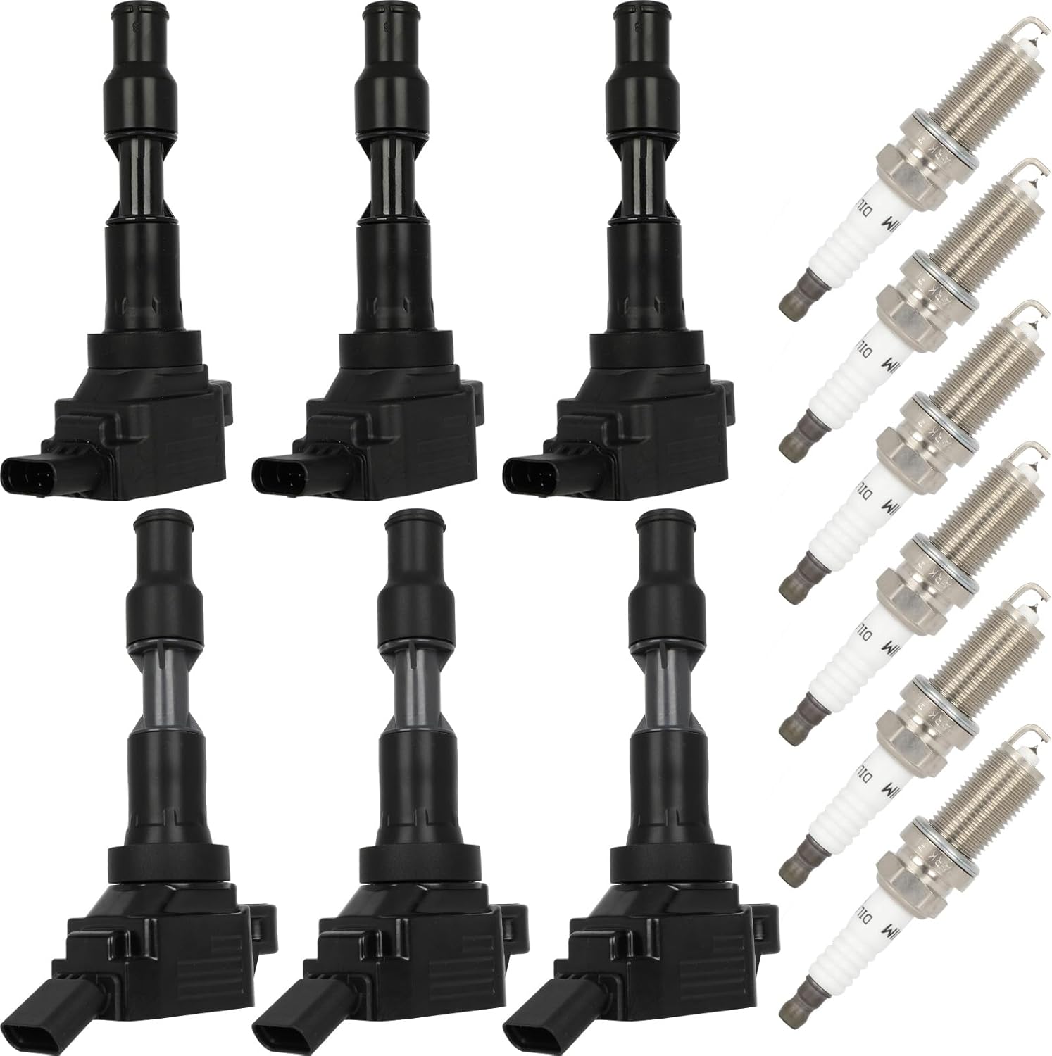 Coil Packs And Spark Plugs 4-Pins Fit 2017-2020 for Genesis G80 3.8L/V6, 2020-2024 for Hyundai Palisade 3.8L/V6 Replacement for Uf844, Uf844 (6 Ignition Coils with 6 Iridium Spark Plugs)
