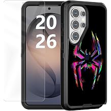 Compatible for Samsung Galaxy S26 Ultra Case with Screen Protector Cool Spider Design for Boys Men Full Body Heavy DutyShockproof 3-Layer Protective Black Phone Case for Galaxy S26 Ultra