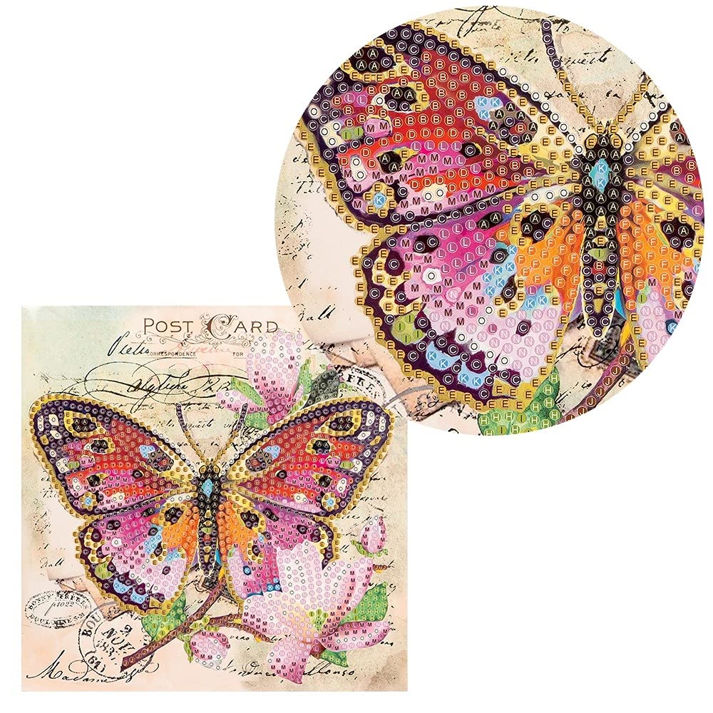 Ideen mit Herz Diamond-Painting-wenskaart, 16 x 16 cm, 370 g/m², incl. envelop en gereedschap, vogel en bloemen 02