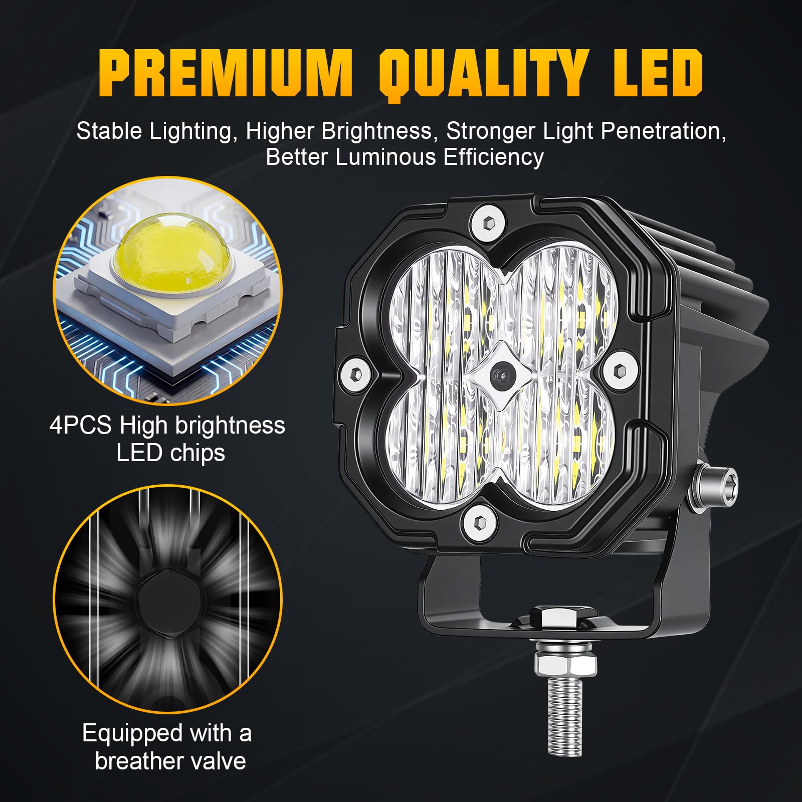 RIGIDON 4x Faro de Trabajo Cuadrado, 3 Pulgadas 30W Foco Led 4x4 Mini