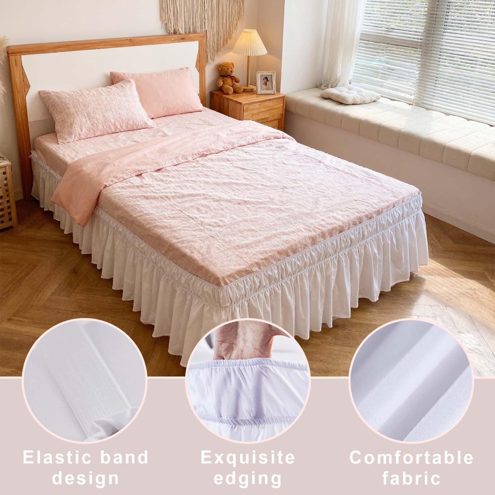 Gonna da Letto,203*153*40 cm,Gonna da letto con volant,Gonna da Letto Elasticizzata,Elastico Avvolgente mantovane Giroletto,Gonna da Letto con volant antipolvere,con orlo,adatto per letto matrimoniale
