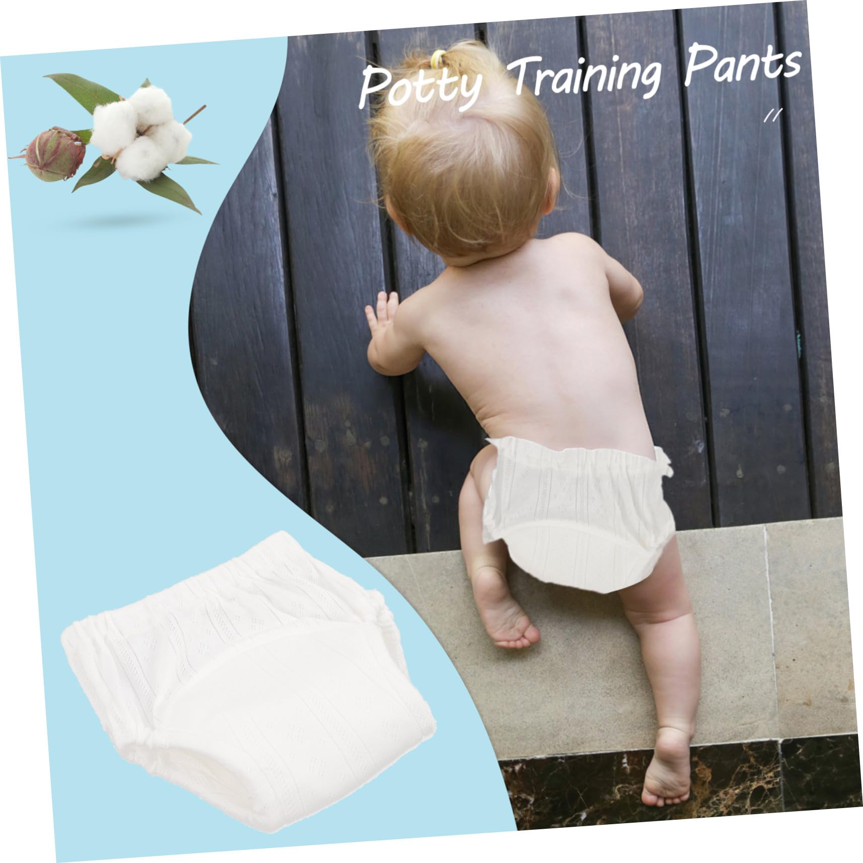 Pantalones de Entrenamiento Cómodos para Bebés 5 Piezas de Algodón Blanco Lavables para Aprendizaje y Control de Orina para Bebés de 9-11 Kg
