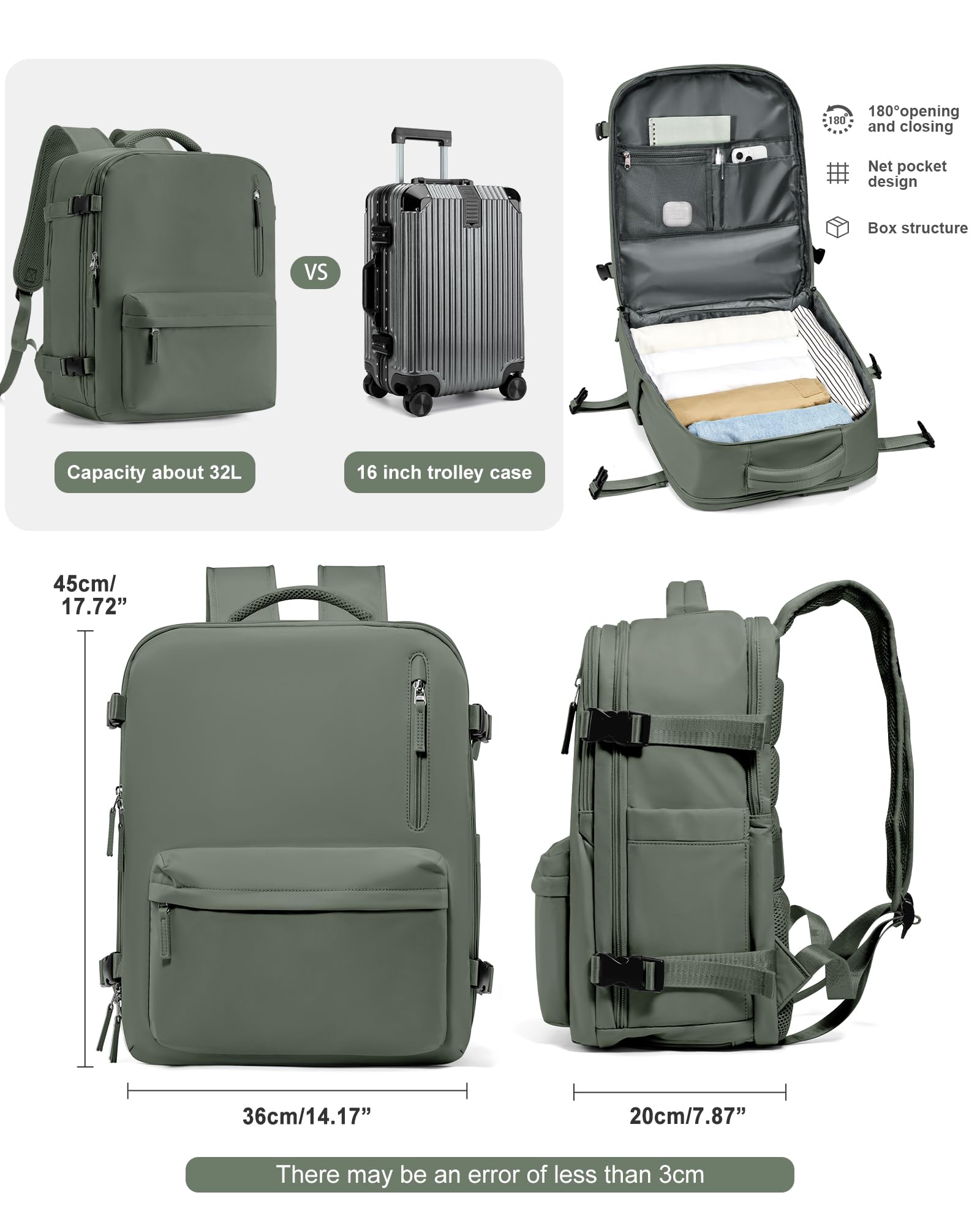 VGCUB - Mochila de viaje para mujer, mochila de mano para portátil de 15,6 pulgadas, XX-Large, X-Large / 1